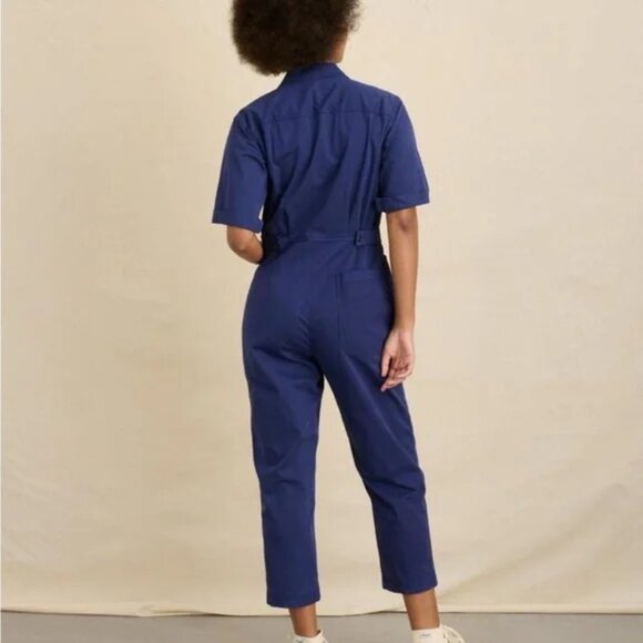 NWT ALEX MILL Standard Short Sleeve Women's Jumpsuit Navy Size M - Picture 2 of 7